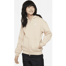 Children's Clothing Nike Girls NSW Club Fleece Oversized LBR Full-Zip Girls' Grade School Sanddrift/White