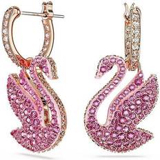 Swarovski Rosa Örhängen Swarovski Ikoniska svandroppörhängen, svan, rosa, roséguldpläterade, En storlek, Roséguld, Kristaller
