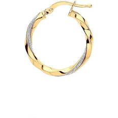 Jewelco London Gilded silver square tube twist moondust hoop earrings 21mm