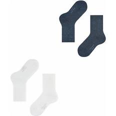 Falke Unisex Kids Happy Double Pack So Cotton Plain Socks - Blue