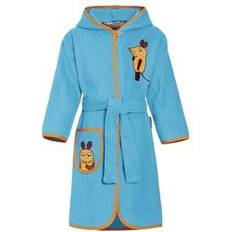 122/128 Badjassen Playshoes Badjas Van Badstof De Muis - Aqua Blauw