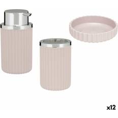 Rosa Porta Jabones y Dispensadores Berilo Set De Baño Rosa Plástico 12 Unidades