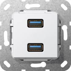 Socket wall usb Gira 568403 Double USB 3.0 A Gender Changer Socket Pure White