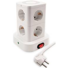 MC POWER Grenuttag med flera uttag ST-08 8 uttag, 3 680 watt/16 A, 2 x USB-A 1 x USB-C, 1,4 m kabel, överspänningsskydd