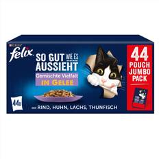 Cibo Umido Animali domestici Felix Le Ghiottonerie in Gelatina 44 x 85 g Pacco Misto per Gatti