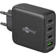 Handy ladekabel Goobay 64819 USB C PD 4-Fach Multiport Schnellladegerät 65W 1x USB A 3X USB C Eingang/Power Delivery/Netzteil für Ladekabel vom iPhone und Anderen Handys/Handy Ladegerät/schwarz