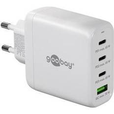 Handy ladekabel Goobay 64822 USB C PD 4-Fach Multiport Schnellladegerät 65W 1x USB A 3X USB C Eingang/Power Delivery/Netzteil für Ladekabel vom iPhone und Anderen Handys/Handy Ladegerät/weiß