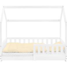 Lits Lit d'Enfant Blanc en Bois de Pin 140x70 cm