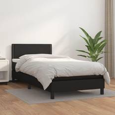 90 cm Rahmenbetten vidaXL Boxspringbett mit Matratze 90x200 cm Schwarz Rahmenbett