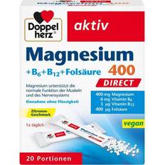 B6 vitamin kosttilskud Doppelherz Aktiv Magnesium 400 Direct B6 B12 Folsyre