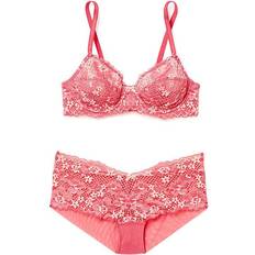 Florals - Women Lingerie Sets Cinthia Full Coverage Bra & Panty Set - Sunkist Coral