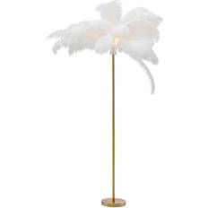 KARE Palm Med Fjer Hvid Gulvlampe