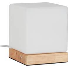 Bord Kub E14 Träbas Frostat Glas 15 x 12 x 12 cm Vit