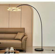 Lucande LED Båglampa Yekta Mässingsfärgad 183 cm Dimbar Golvlampa