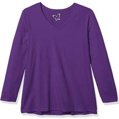 Just My Size Women's Plus Size V-Neck Long Sleeve T-shirt - Violet Splendor