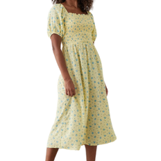 Dorothy Perkins Yellow Ditsy Floral Shirred Midi Dress - Yellow
