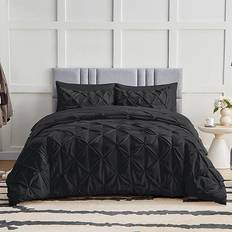 CozyLux Pintuck Bed in A Bag Pinch Bed Linen Black (259.1x228.6)