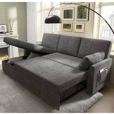 PaPaJet Pull Out Couch Gray Sofa 84" 2 3 Seater