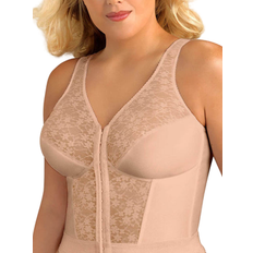 Fully Front Close Wirefree Longline Posture Lace Bra - Rose Beige