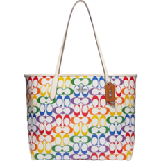 Coach City Tote In Rainbow Signature Canvas - Silver/Chalk Multi