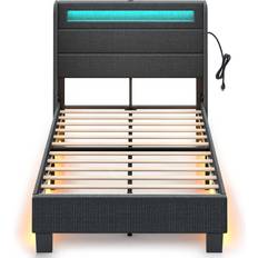 Led beds Rolanstar Upholstered Platform with LED Lights