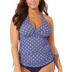 Underwire Tankinis Swimsuits For All Adjustable Underwire Tankini Top - Blue Mosaic