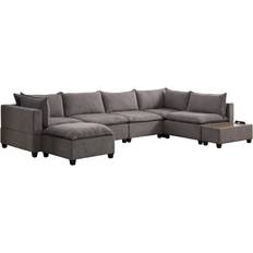 Gray Sofas Lilola Home Sectional With USB Storage Sofa 157"