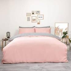 Brentfords Plain Dye Duvet Cover Pink, Grey (198x198cm)