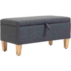 Homcom Linen Ottoman Box Toy Dark Grey Storage Bench 71.1x36.1cm