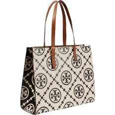 Tory Burch T Monogram Embossed Leather Tote Bag - Black