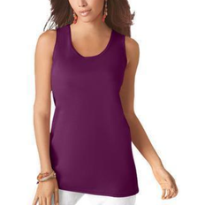 Purple Tank Tops Roaman's Women's Scoopneck Tank Top Plus Size - Dark Berry