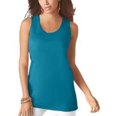 Turquoise Tank Tops Roaman's Women's Scoopneck Tank Top Plus Size - Deep Teal