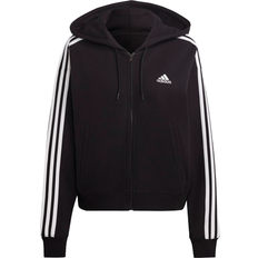 Adidas Essentials 3-Stripes French Terry Bomber Full Zip Hoodie - Black/White