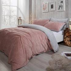 Brentfords Teddy Fleece Funda nórdica Rosa, Gris (198.1x137.2cm)