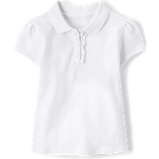 Toddler Girl's Uniform Ruffle Pique Polo - White ( 2043572-10)