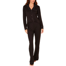 Cosabella Bella Long Sleeve Top & Pant Pajama Set - Black