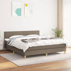 160cm - Beige Kontinentalsängar vidaXL Ramsäng madrass taupe tyg Kontinentalsäng
