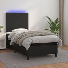 90cm Letti Continentali vidaXL Giroletto a Molle con Materasso e LED Nero 90x190 cm Similpelle Letto Continentale