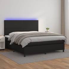 Látex Camas Continentales vidaXL Box Spring Colchón Y LED Negro 180x200 cm Cama Continental