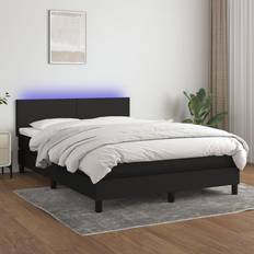 140cm Camas vidaXL Box Spring Con Colchón Led Tela Negro 140x200 cm - New Cama Continental