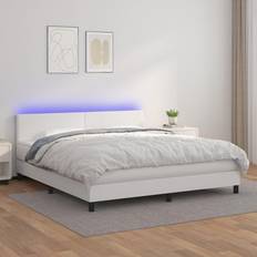 Bianco Letti Continentali vidaXL Giroletto Molle con Materasso e LED Bianco 160x200 cm Similpellecod Mxl 74874 Letto Continentale