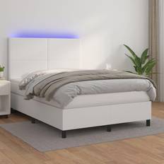 Camas vidaXL Box Spring Colchón Y LED Blanco 140x190 cm Cama Continental