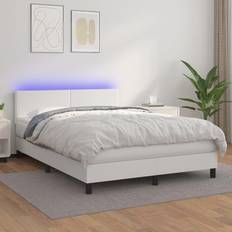 VidaXL 160 cm Kontinentalsenge vidaXL LED-lys kunstlæder hvid Kontinentalseng