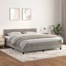 180cm Camas vidaXL Box Spring Con Colchón Terciopelo Gris Claro 180x200 cm Cama Continental