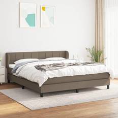 160cm Kontinentalsängar vidaXL Ramsäng madrass taupe tyg Kontinentalsäng