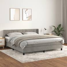 Letti e Materassi vidaXL Giroletto A Molle Con Materasso Grigio Chiaro 180x200 cm Velluto Letto Continentale