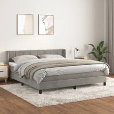 vidaXL Mit Matratze Hellgrau 180x200 cm Samt Boxspringbett