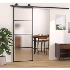 Portes vidaXL Porte de Grange 76x205 cm Noir Porte Coulissante (x)