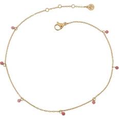 14k Fotlänkar Edblad Summer Beads Chain Anklet Pink Gold