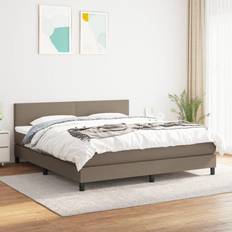 180cm Kontinentalsängar vidaXL Ramsäng madrass taupe tyg Kontinentalsäng